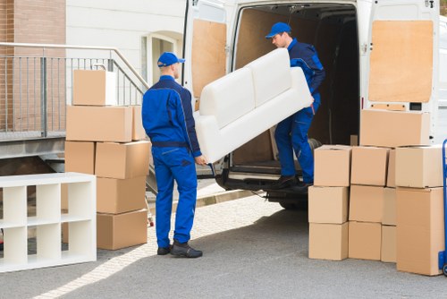 House removal team preparing a move in Shoreditch