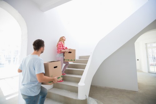 Packed household items ready for a local move in Shoreditch