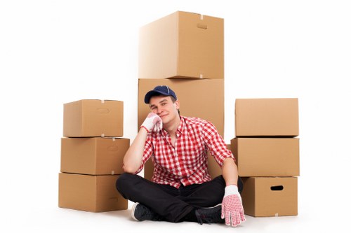 Shoreditch office relocation with boxes and IT equipment