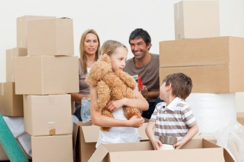 Packed boxes and furniture ready for a Shoreditch removal